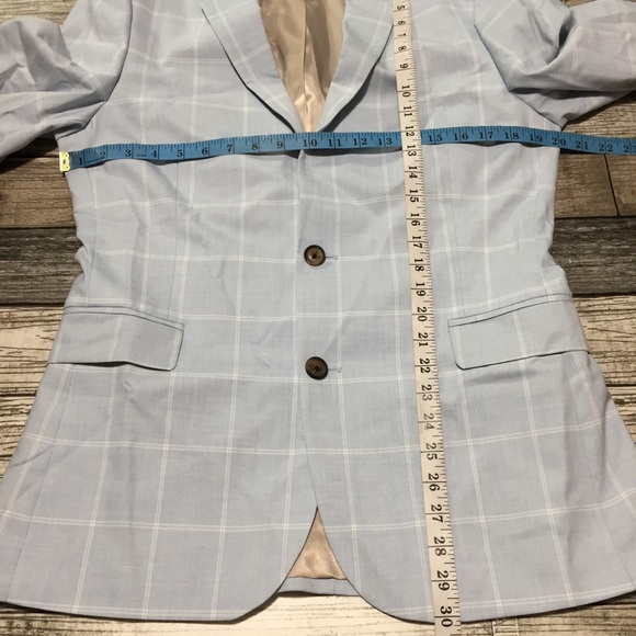 Asos Design Blazer Jacket Men’s 42 Long Light Blue 2 Button Polyester Blend - Picture 2 of 9